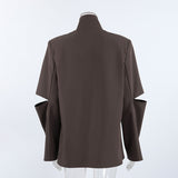 Women's Brown Long Sleeve Front Pocket Jacket
