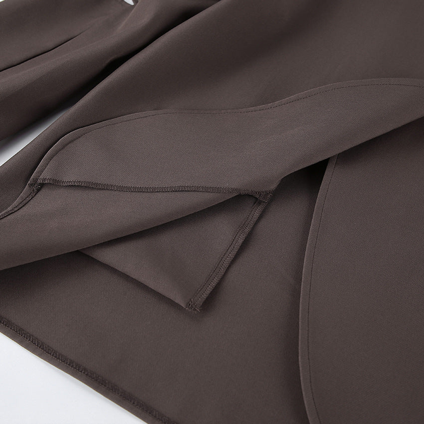 Women's Brown Long Sleeve Front Pocket Jacket