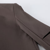 Women's Brown Long Sleeve Front Pocket Jacket