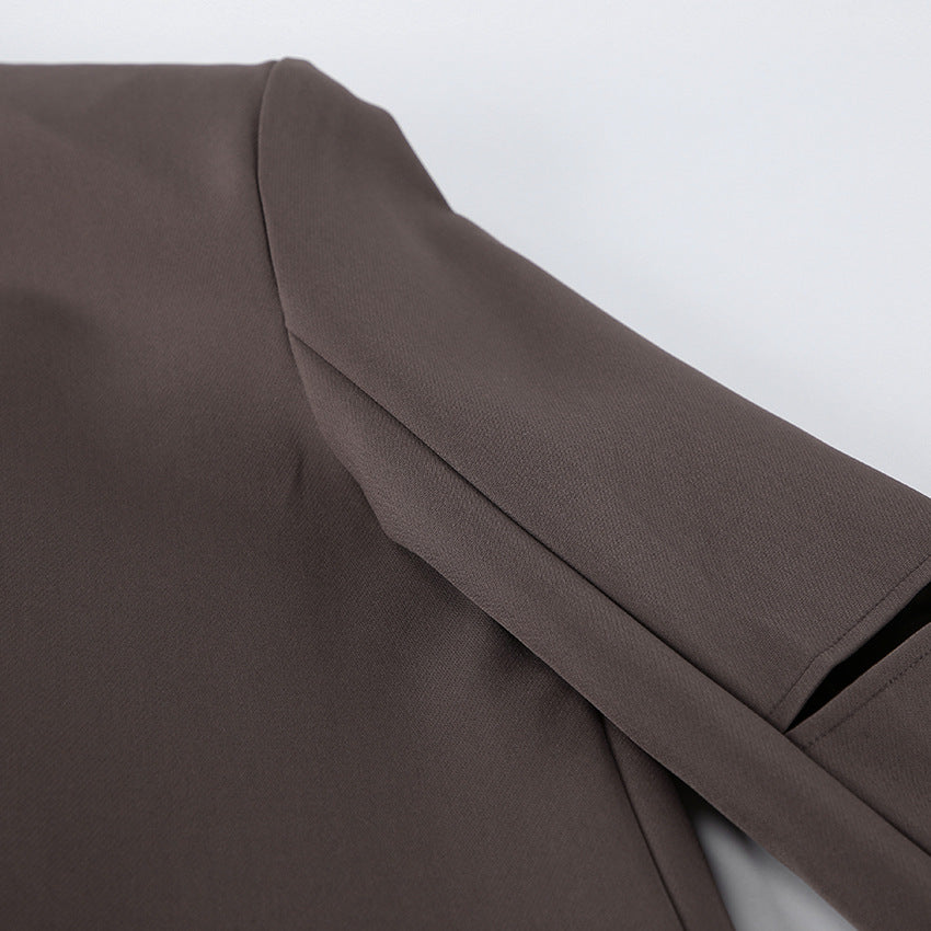 Women's Brown Long Sleeve Front Pocket Jacket