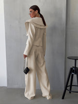 Women's White Blazer & Wide Leg Pants Set