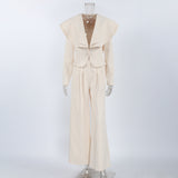 Women's White Blazer & Wide Leg Pants Set