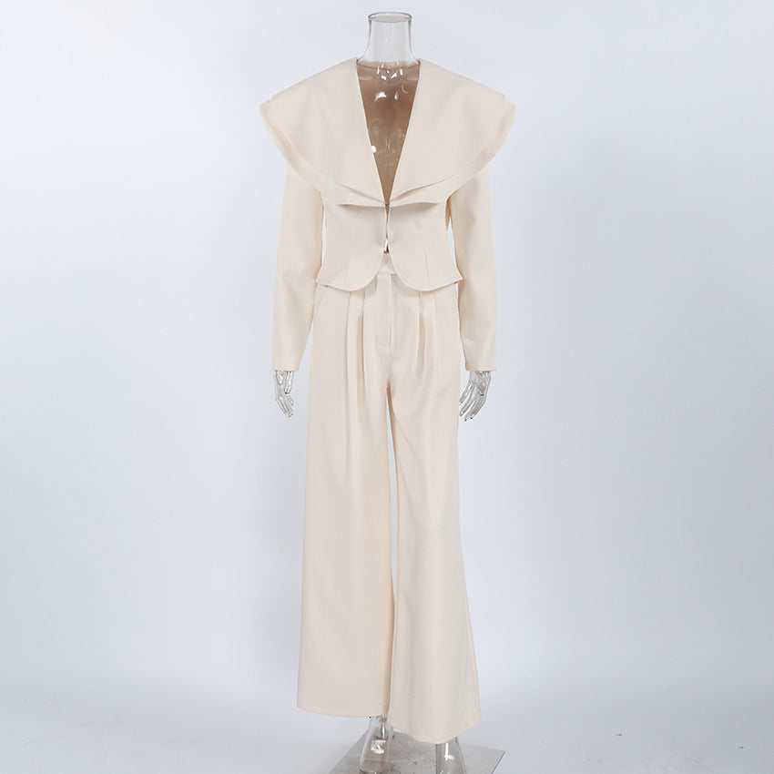 Women's White Blazer & Wide Leg Pants Set