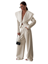 Women's White Blazer & Wide Leg Pants Set