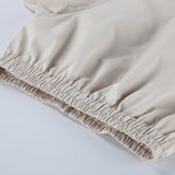 Women's Beige Zip Front Oversized Top