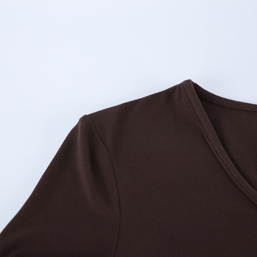 Women's Brown Button Front Maxi Dress