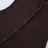 Women's Brown Button Front Maxi Dress