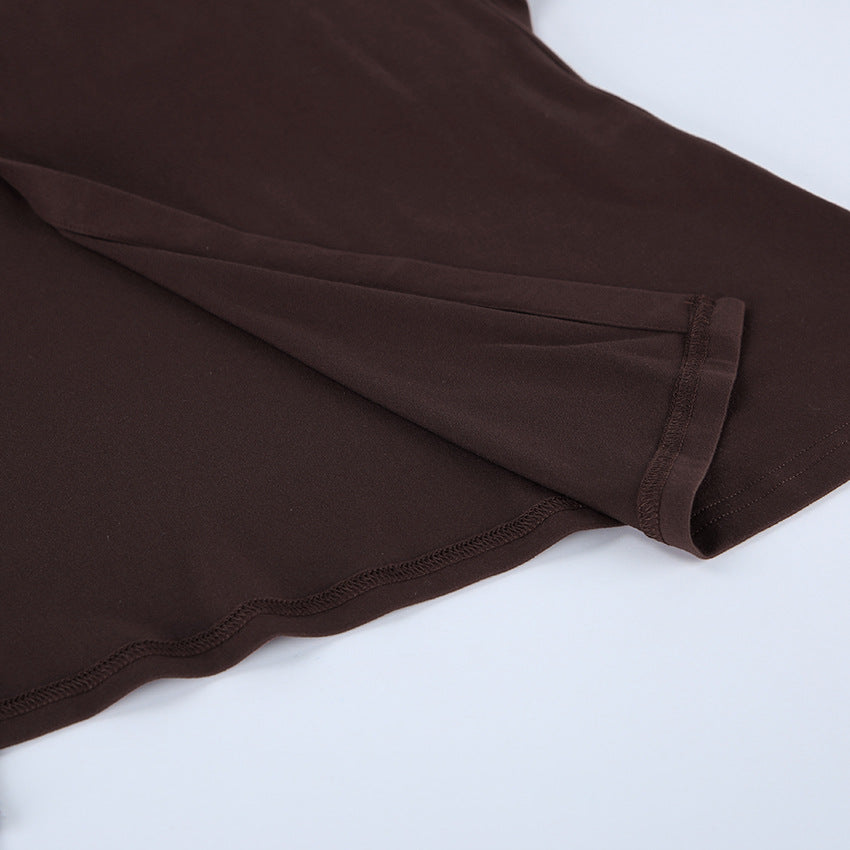 Women's Brown Button Front Maxi Dress