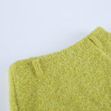 Women's Green Fuzzy Mini Skirt with Slit
