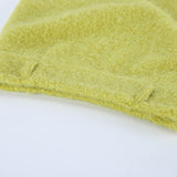 Women's Green Fuzzy Mini Skirt with Slit