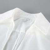 Women's White Corset Button Down Long Sleeve Top