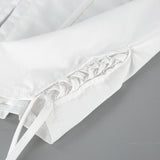 Women's White Corset Button Down Long Sleeve Top