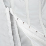 Women's White Corset Button Down Long Sleeve Top
