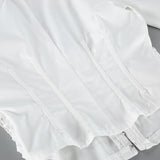 Women's White Corset Button Down Long Sleeve Top