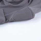 Women's Gray Collared Ruched Long Sleeve Top