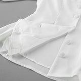 Lace Trim Button Front Peplum Top