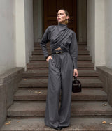 Women’s Casual Draped Top Pants Set