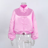 Women’s Satin Cropped Bomber Jacket