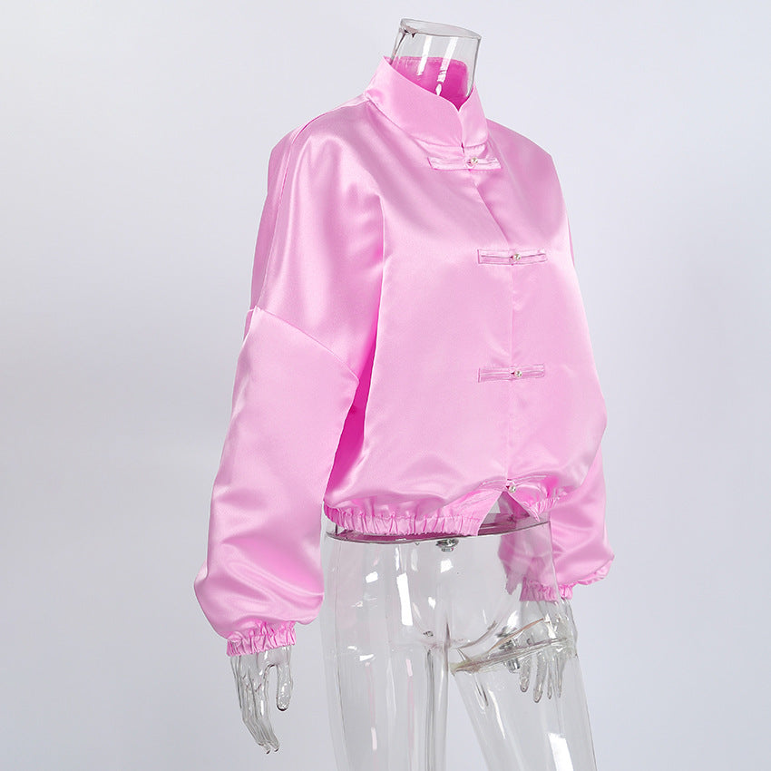 Women’s Satin Cropped Bomber Jacket