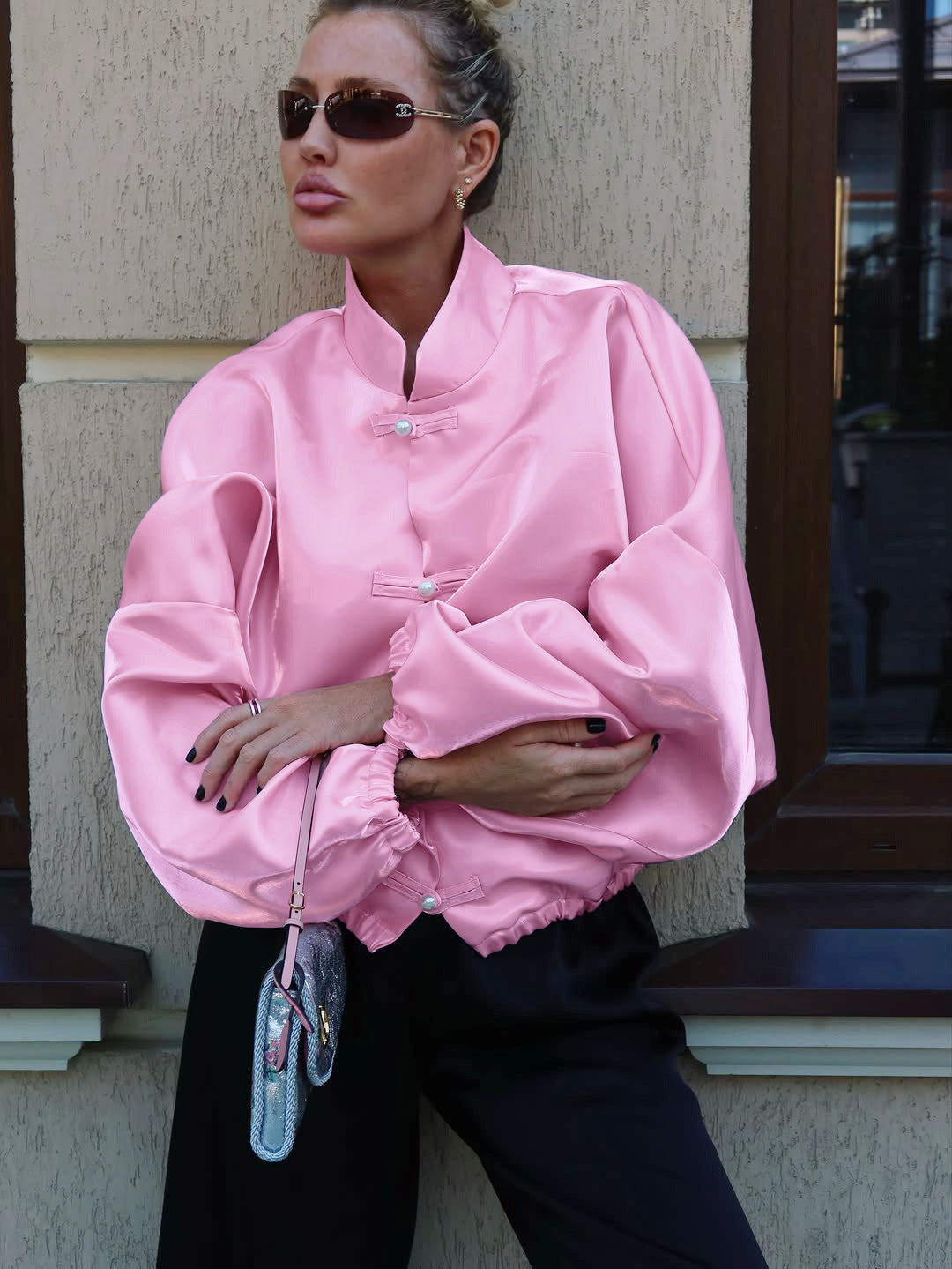 Women’s Satin Cropped Bomber Jacket