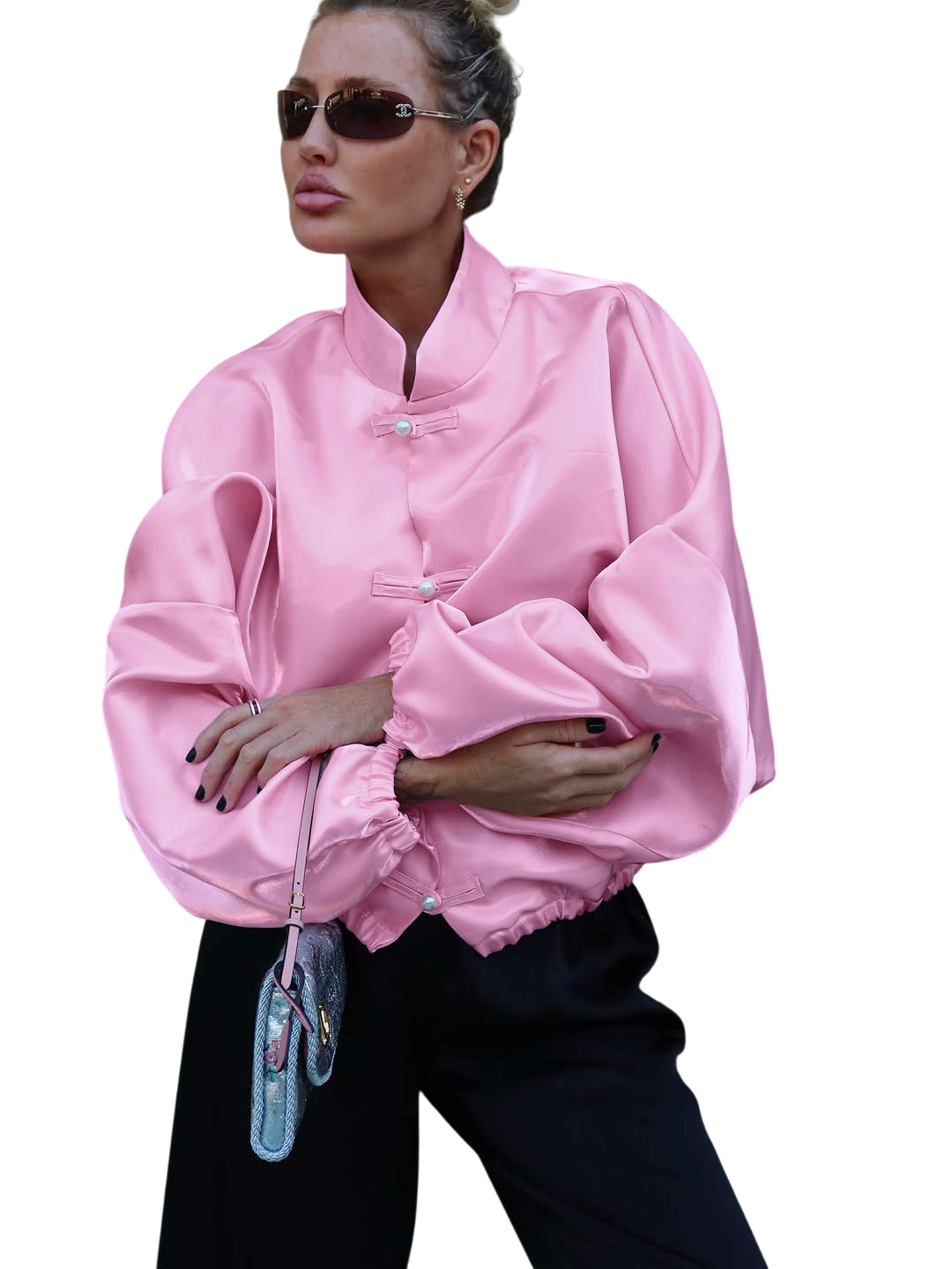 Women’s Satin Cropped Bomber Jacket