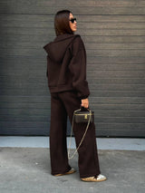 Women’s Zip-Up Hoodie & Wide Leg Pants Set