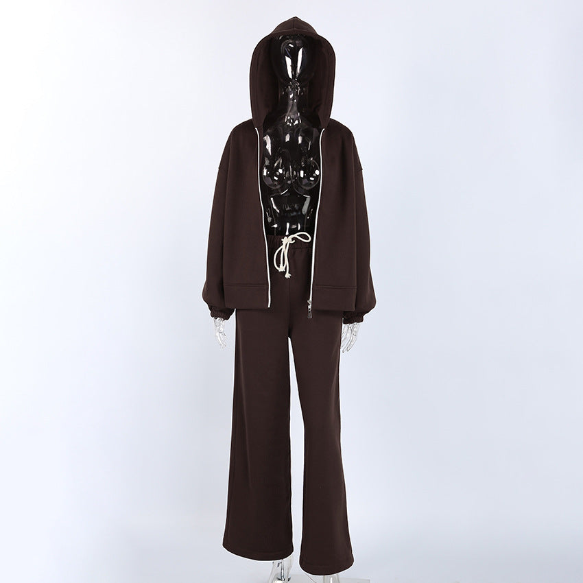 Women’s Zip-Up Hoodie & Wide Leg Pants Set