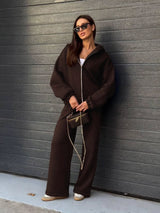 Women’s Zip-Up Hoodie & Wide Leg Pants Set