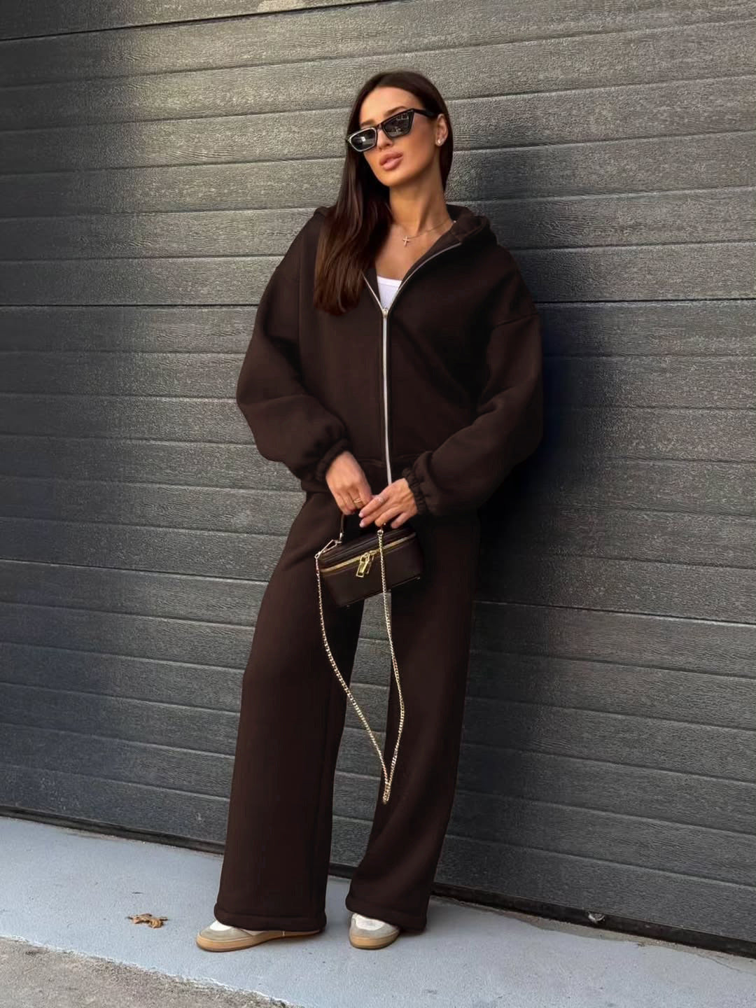 Women’s Zip-Up Hoodie & Wide Leg Pants Set