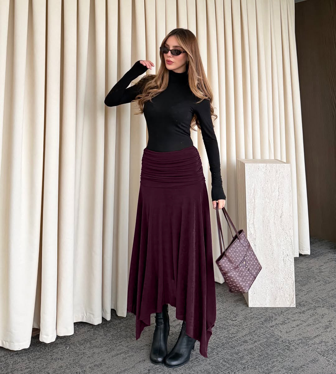 Women’s Ruched High Waist Maxi Skirt