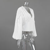 Women’s V Neck Ruched Long Sleeve Top