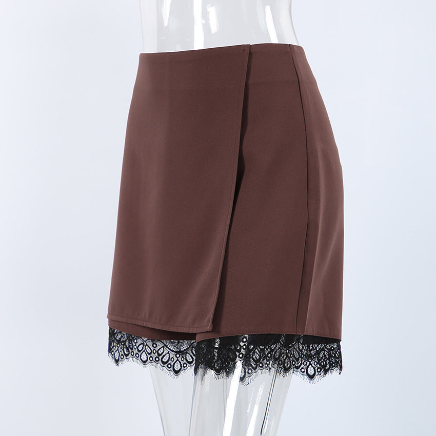 Women’s Mini Skirt with Lace Trim Shorts