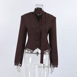 Women’s Lace Trim Button Front Blazer