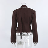 Women’s Lace Trim Button Front Blazer