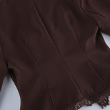 Women’s Lace Trim Button Front Blazer