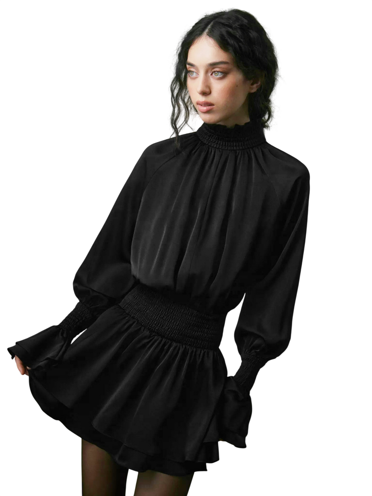 Women’s High Neck Long Sleeve Mini Dress
