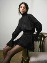 Women’s High Neck Long Sleeve Mini Dress