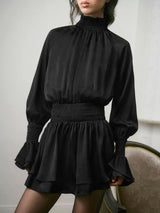 Women’s High Neck Long Sleeve Mini Dress