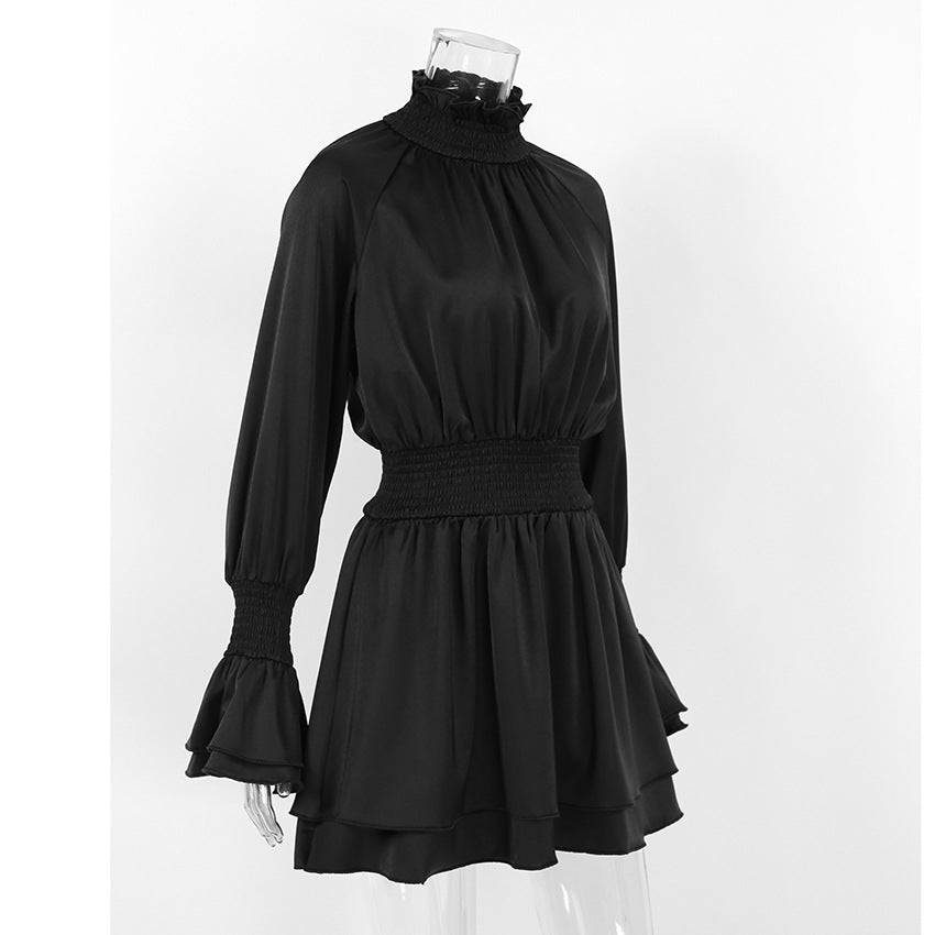 Women’s High Neck Long Sleeve Mini Dress