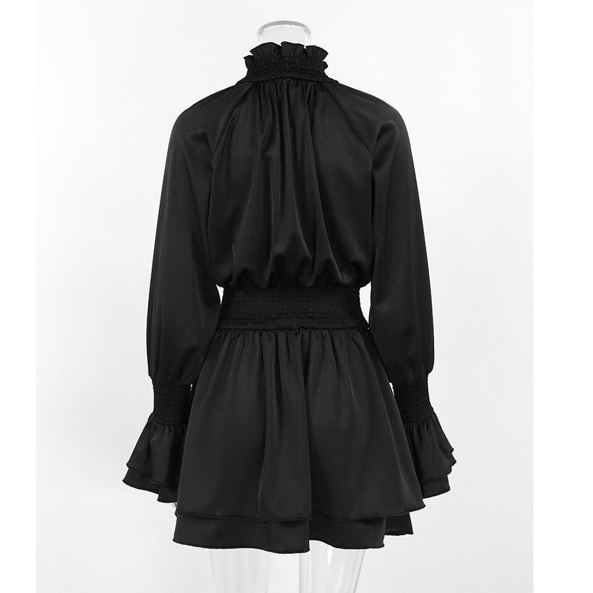 Women’s High Neck Long Sleeve Mini Dress