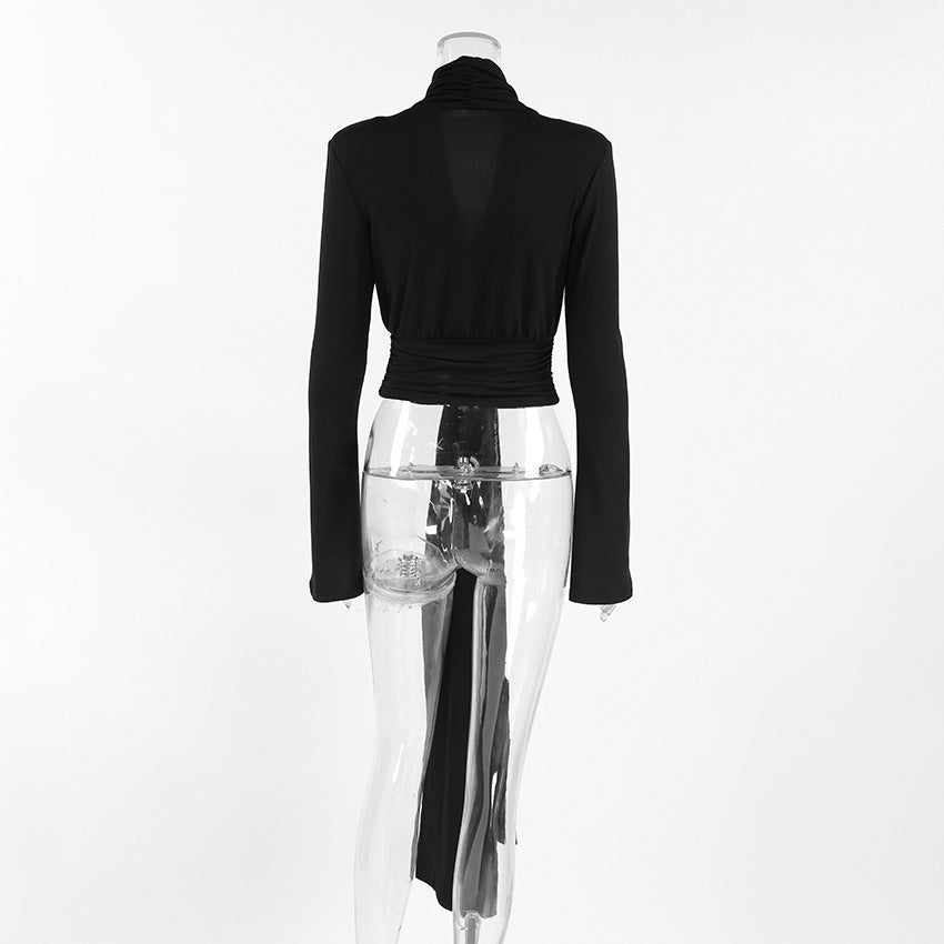 Women’s Long Sleeve Tie Front Ruched Top