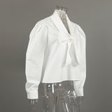 Women’s Tie Front Puff Sleeve Blouse