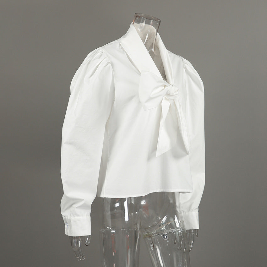 Women’s Tie Front Puff Sleeve Blouse