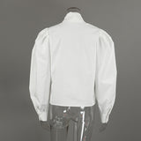 Women’s Tie Front Puff Sleeve Blouse