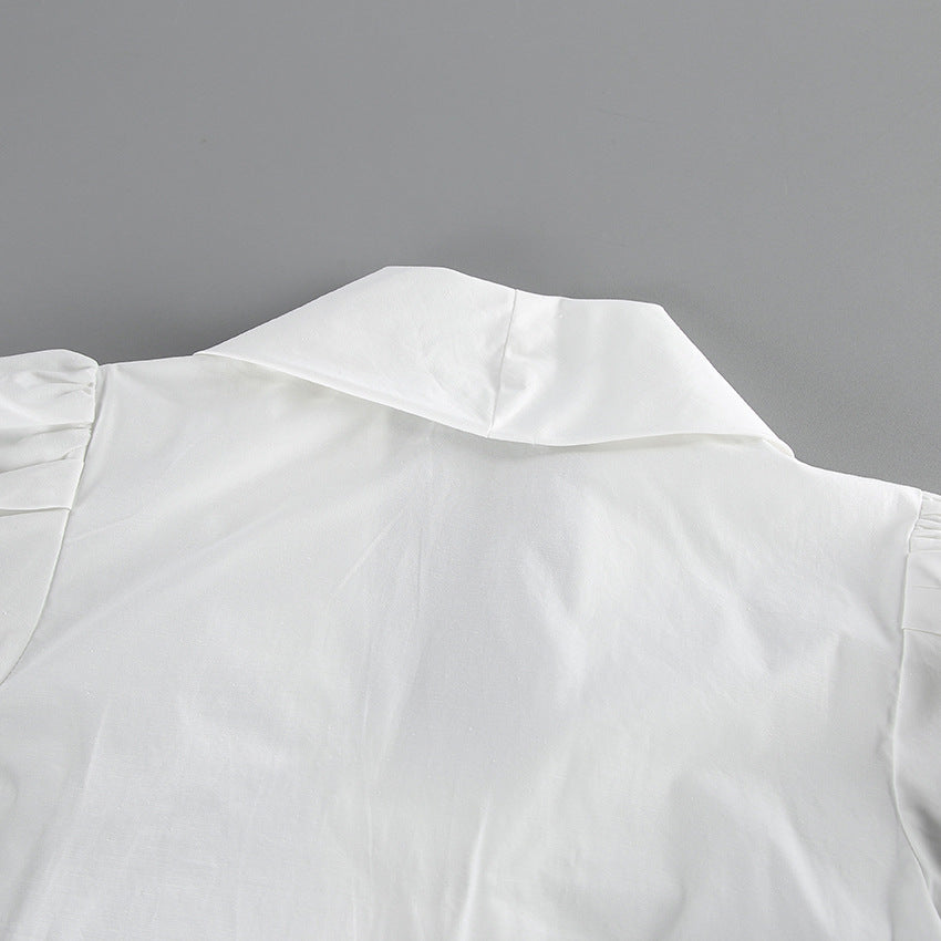 Women’s Tie Front Puff Sleeve Blouse