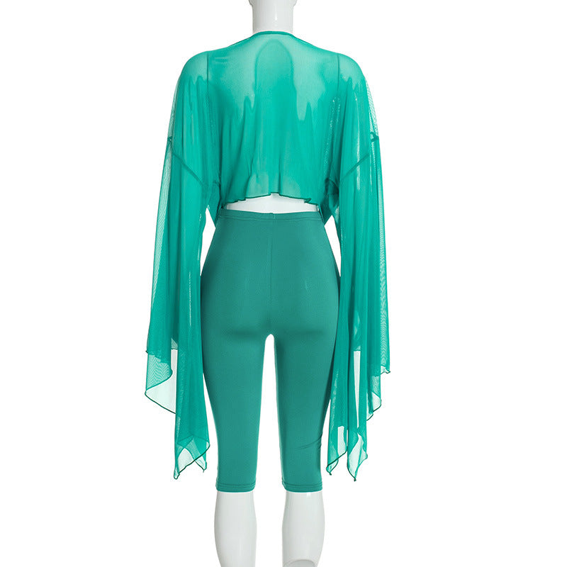 Women’s Stylish Draped Neck Long Sleeve Bodycon Jumpsuit Set