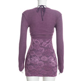Women’s Floral Lace Long Sleeve Mini Dress with Shrug Set