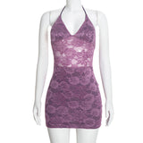 Women’s Floral Lace Long Sleeve Mini Dress with Shrug Set