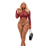 Women’s 3 Piece Printed Mesh Top Skirt and Inner Set