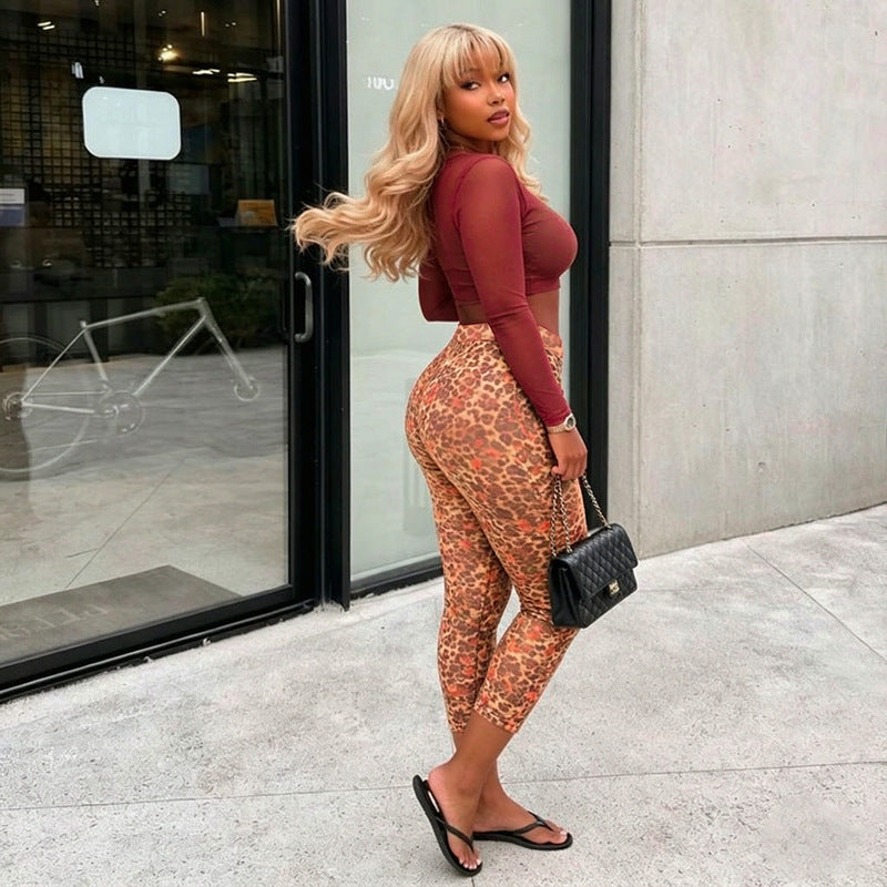 Women’s 3 Piece Printed Mesh Top Skirt and Inner Set